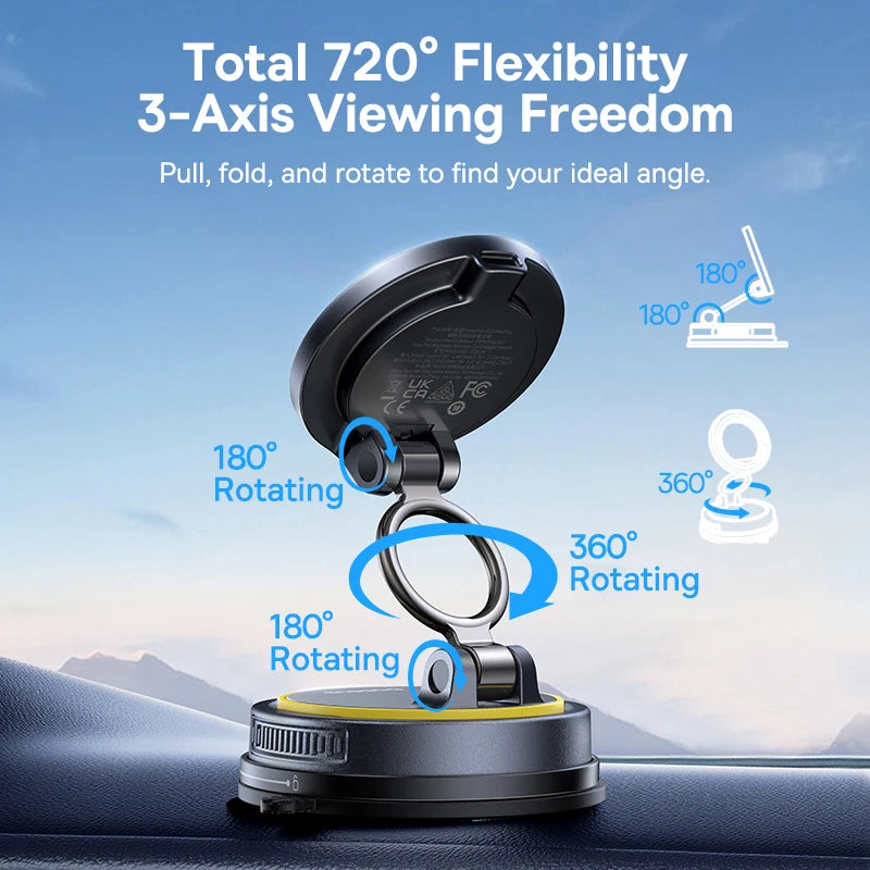 Magnetic Car Phone Holder & Qi Certified Fast Wireless Charger - Silver Tidesmit
