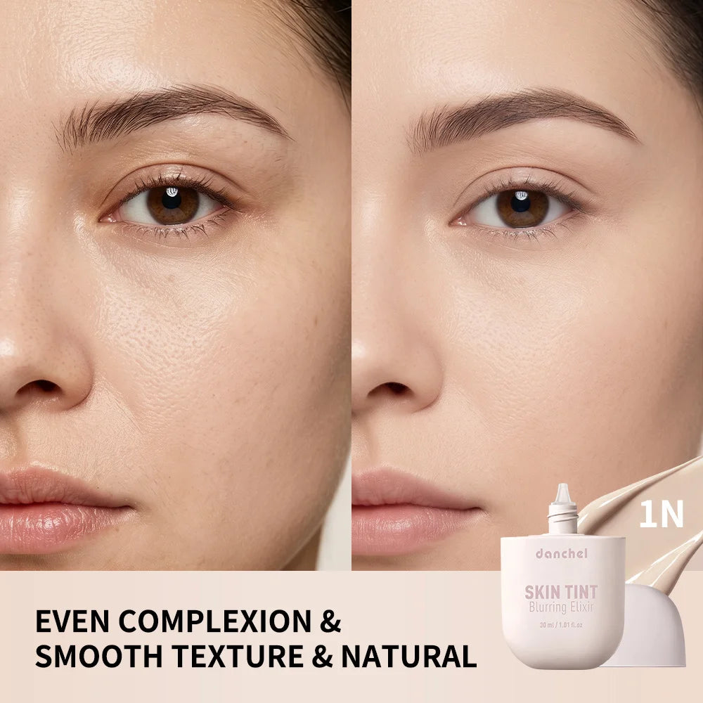 Tidesmit Skin Tint Blurring Elixir Foundation texture close-up showing hydrating long lasting formula for pores