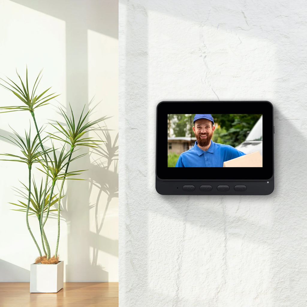 Podofo 4.3in Two-way Intercom Doorbell with 64G Card HD Night Vision IPS Screen Waterproof Visual Doorbell Home Security Video