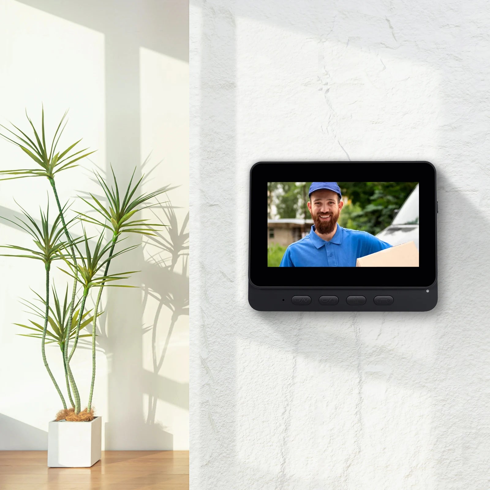 Podofo 4.3in Two-way Intercom Doorbell with 64G Card HD Night Vision IPS Screen Waterproof Visual Doorbell Home Security Video