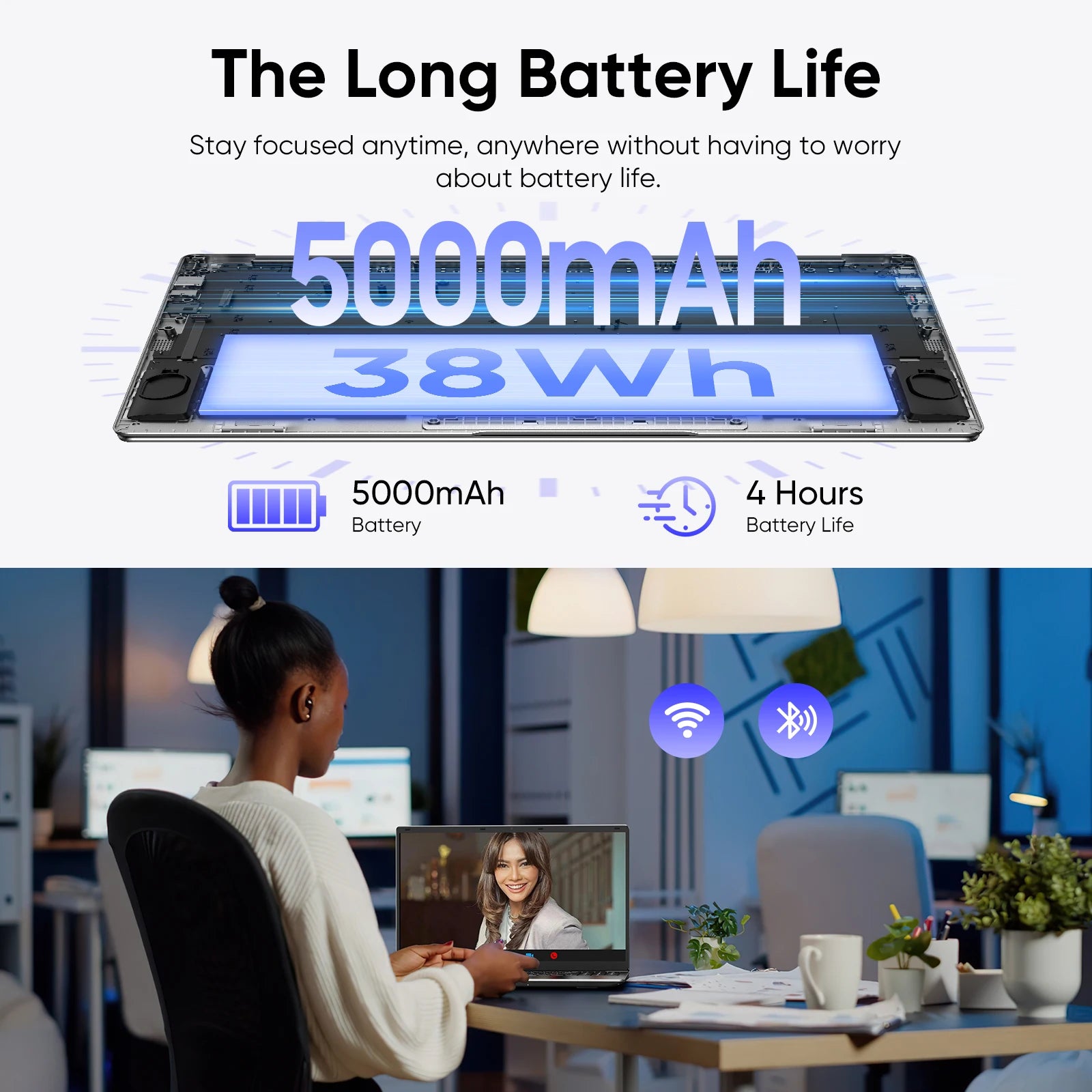 15.6 "Thin & Portable Laptop Computer Intel Celeron N4000 8GB RAM 256GB SSD FHD 1920x1080 16:9 Display For Work And Study