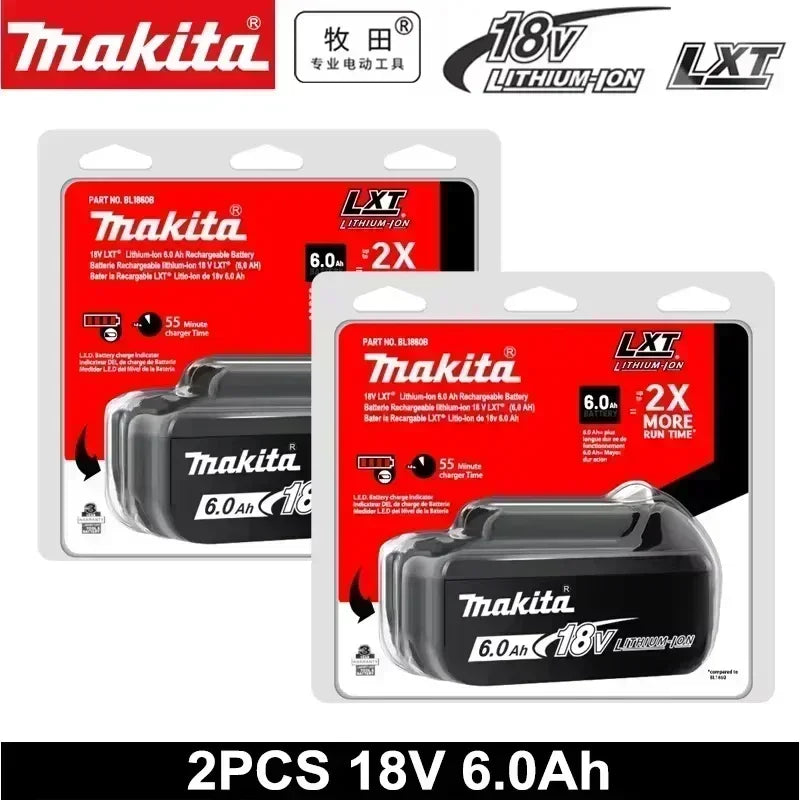 Genuine Makita 18V 6.0Ah battery with charger set for Makita 18V power tool DDF487 DTW700 GBA404 DUC150Z DHR183Z