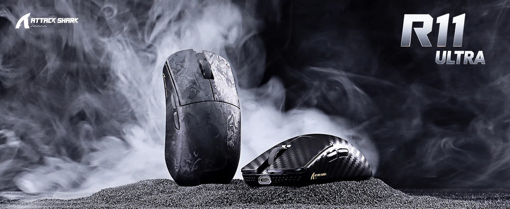ATTACK SHARK R11 Ultra 8K Carbon Fiber Wireless Gaming Mouse,PAW3950MAX 42K DPI Sensor,49g Superlight Ergonomic Computer Mice