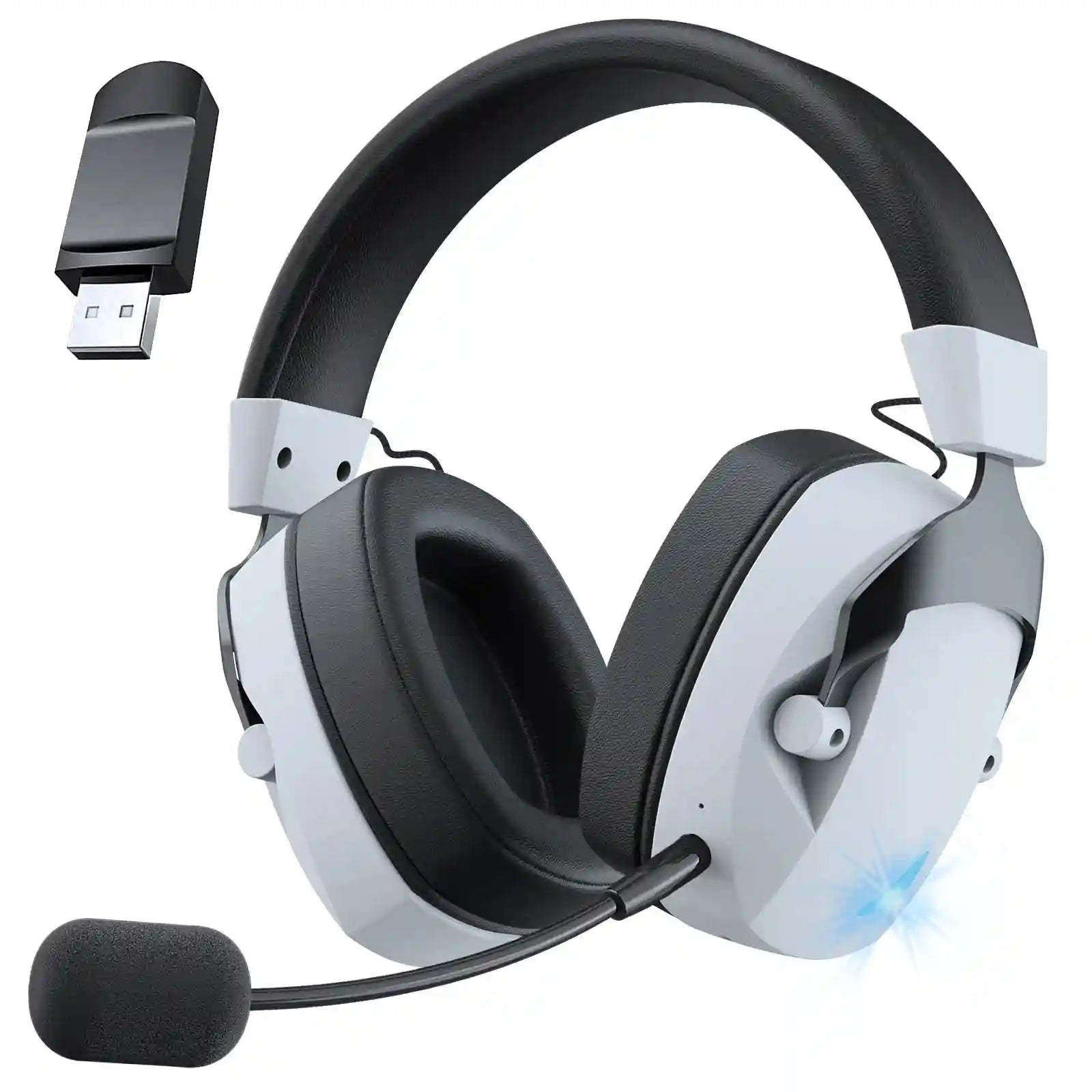 Tidesmit Wireless Gaming Headset with Mic - 3-Mode Low Latency Audio BlackWhite Tidesmit