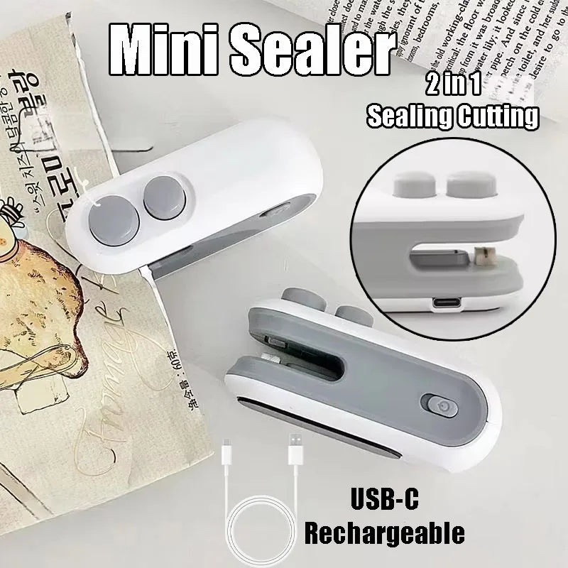 Handheld Bag Sealers USB-C Rechargeable Sealers Food Vacuum Sealers Portable Sealing Machine Mini Plastic Bag Sealers
