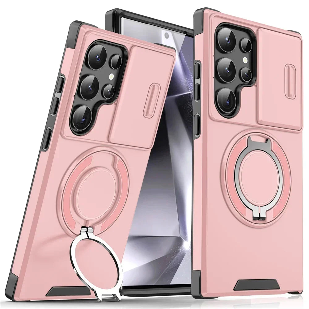 Samsung Galaxy S25 Magnetic Case with Camera Cover - Slim Fit Protection Pink Tidesmit