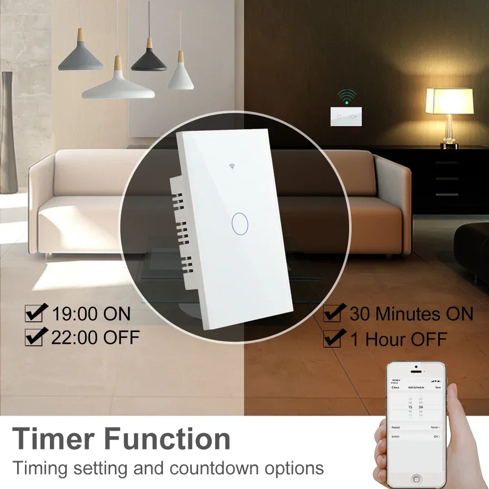 433 MHz WiFi Tuya Smart Remote Control Touch Light Switch RF for Lights Australia US BR IL Alexa 220V With No Null 1 2 3 4 Gang