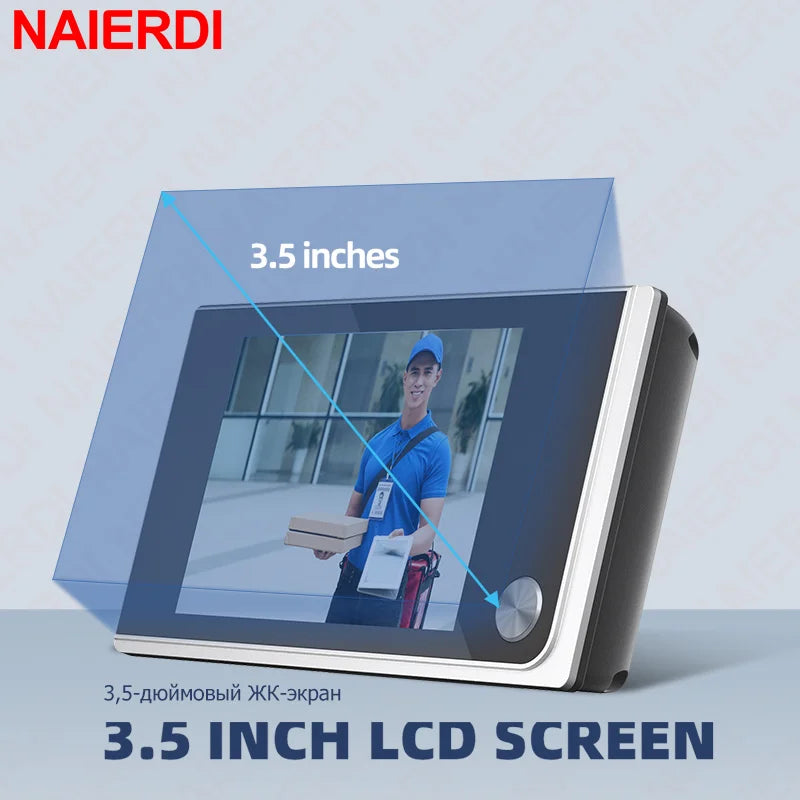 NAIERDI 3.5" Digital Door Peephole Camera Electronic Door Viewer Bell 120 Degree Wide Angle HD Screen Home Security System Hardware