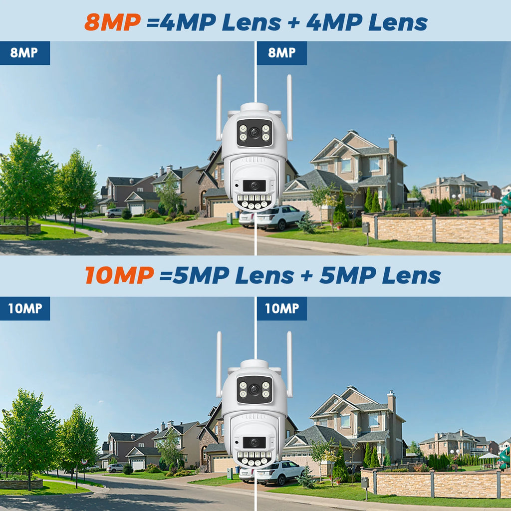 10MP 5K IP Camera Dual Lens 5GHz WIFI PTZ Outdoor Wireless Surveillance Camera Auto Tracking Night Vision Home Security Monitor