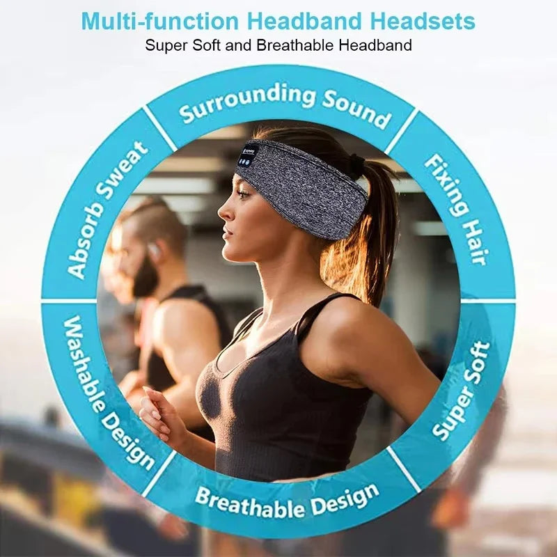 Sleep Headband Headphones: Wireless Bluetooth Soft Eye Mask for Travel Tidesmit