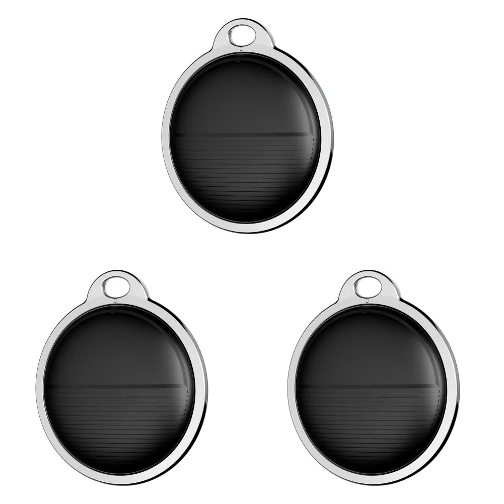Black smart GPS pet tracker for Apple Find My, portable Bluetooth locator for dog or cat collars, 3-pack set.