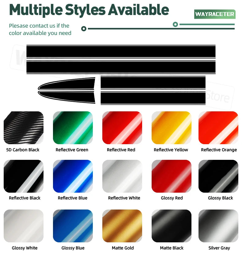 Bonnet Stripes Hood Engine Cover Roof Trunk Tail Body Graphcis Vinyl Decal For Fiat 500 Abarth 595 695 500c 500e Accessories