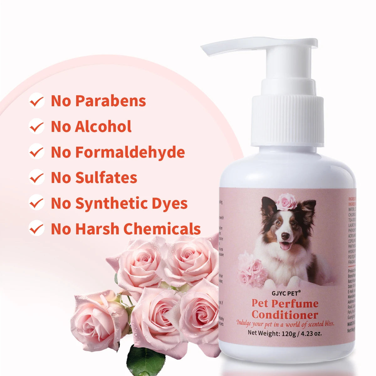 Natural pet conditioner for dogs and cats. Hydrating, detangling formula for a soft, shiny, fresh-scented coat.