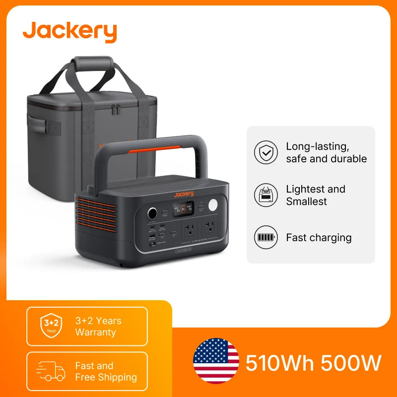 Jackery Portable Power Station Explorer 500 v2 and Carrying Case (S), Solar Generator for Home Use, Emergency Backup, Road Trip