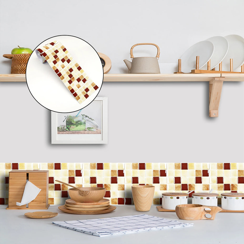 26 Styles 2D Mosaic Tiles Wall Sticker Waist Line Skirting Strip Peel & Stick Bathroom Kitchen Backsplash Home Decor Wall Decals