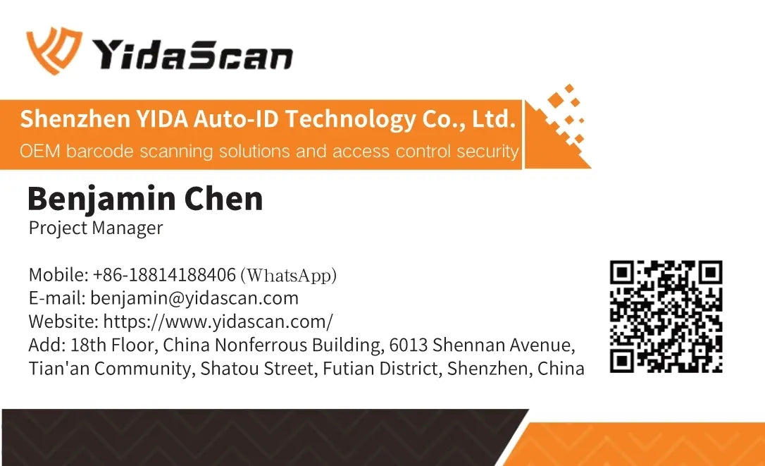 FM700B QR code and RFID reader supplier contact page with QR code