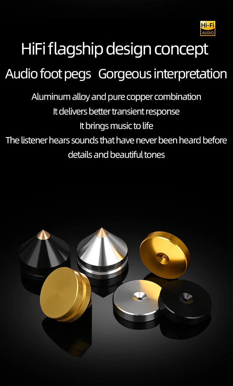 ERUMPENT 4PCS  HiFi Speaker HiFi Audio Speaker Stand Spikes Hi-end Amplifier Feet Pad Shock-absorbing Pins Pads for Sound CD