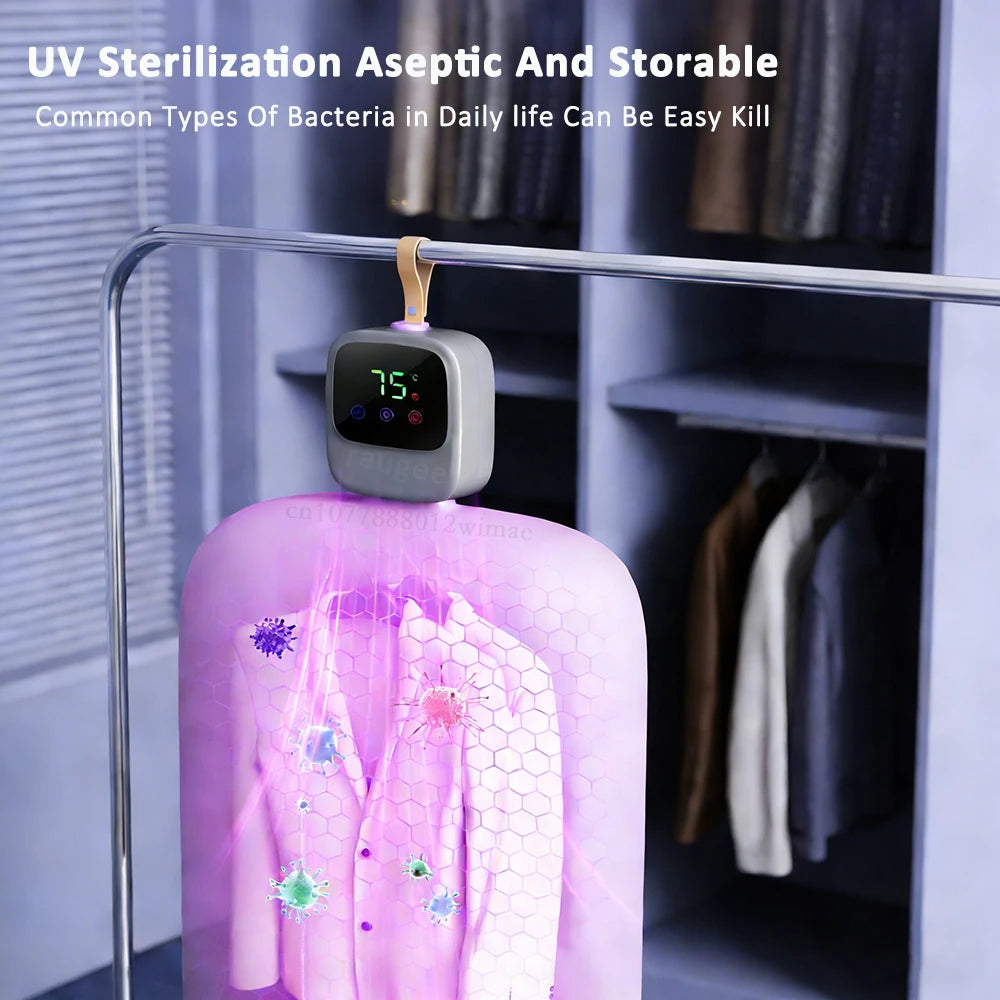 Tidesmit portable electric laundry dryer with remote control and UV sterilization folded for compact storage