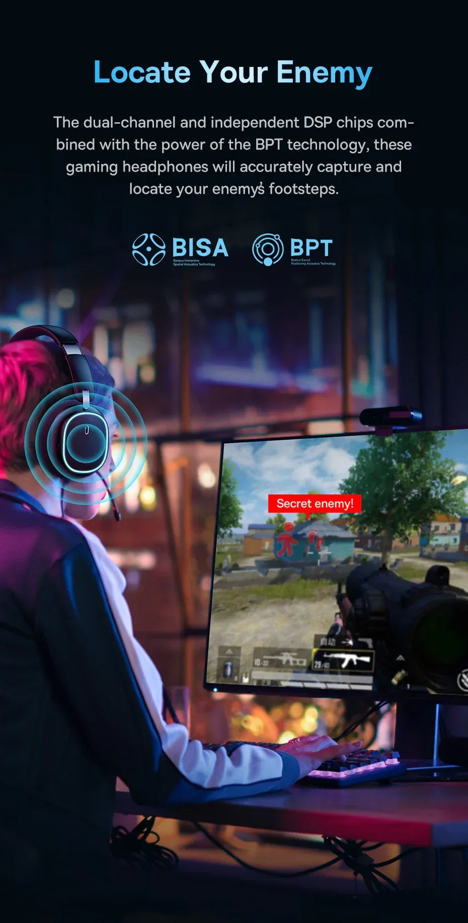 Wireless Gaming Headset Bluetooth 5.3 40mm Driver Tidesmit 01 Tidesmit