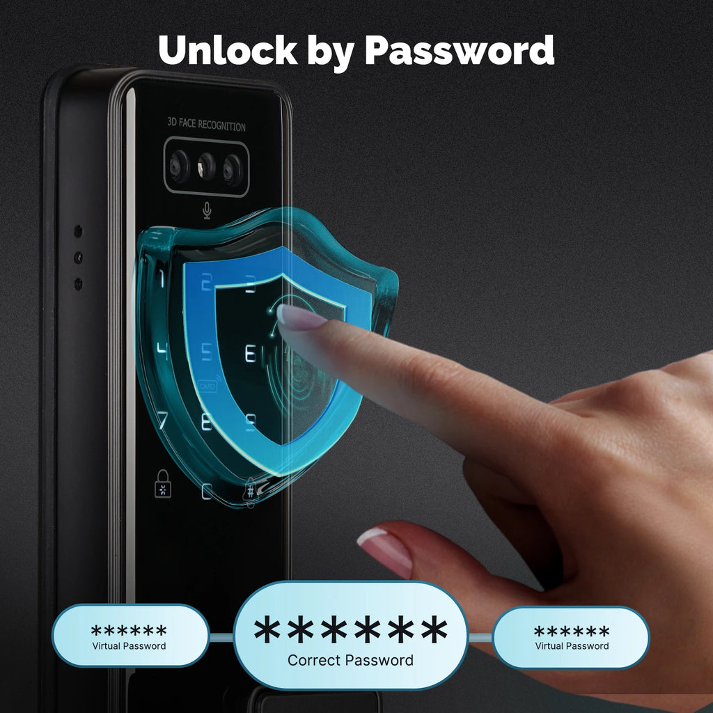 MOES Tuya WiFi Smart Door Lock Facial Palm Vein Recognition Remote Fingerprint Password IC Card Unlock Indoor Battery Powered
