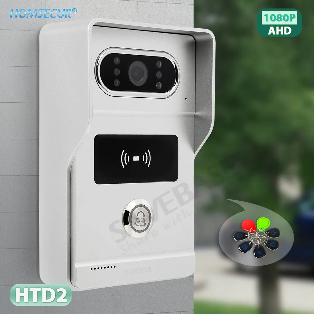 Surface Mount 4 Wire HD Doorbell Camera HTD2 120° View Angle RFID Access for HOMSECUR 1080P Home Video Door Phone Intercom