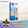 White 2-in-1 blue light laser pen for painless wart and skin tag removal on face, neck, hands, and feet.