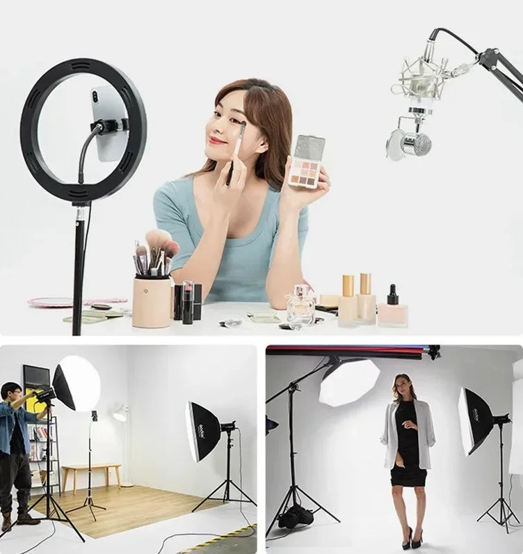 10-Inch LED Ring Light with Adjustable Tripod for Content Creation Tidesmit