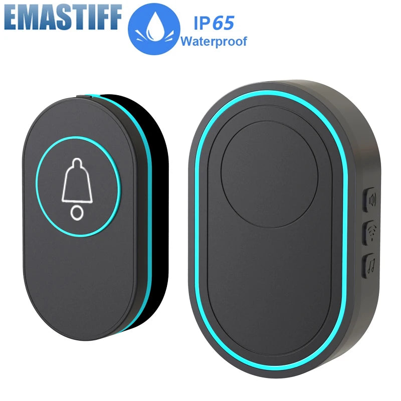 Wireless Doorbell 39 Music LED Flash Security Alarm Outdoor IP65 Waterproof Smart Home Intelligent Door Bell Chime Kit