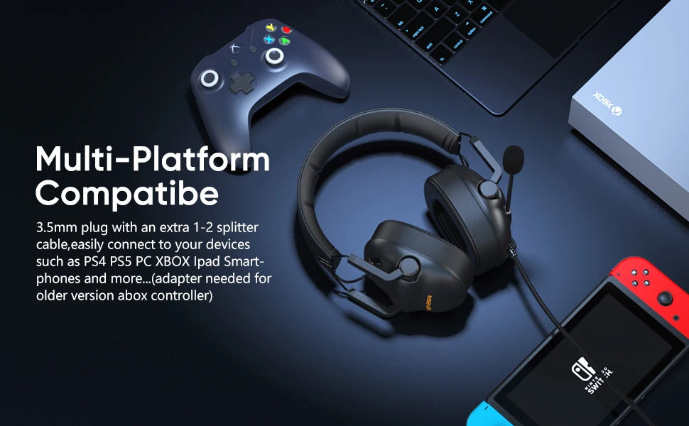 Wired Gaming Headset with Mic - Noise Cancelling PC PS5 Console Audio Tidesmit