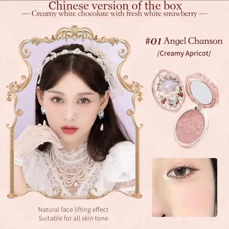 Tidesmit Flower Knows Strawberry Rococo embossed blush texture close-up for long-lasting smooth face makeup finish