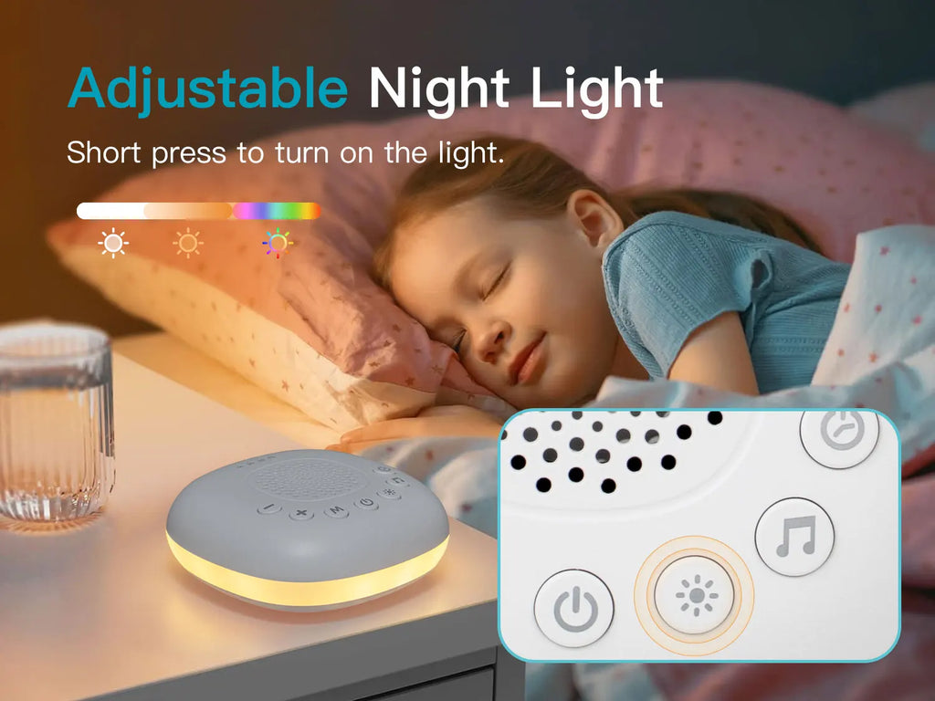 White Noise Sound Machine with 24 Soothing Sounds Sleep Aid for Babies Kids Adults  Rechargeable Night Light Newborn Gifts