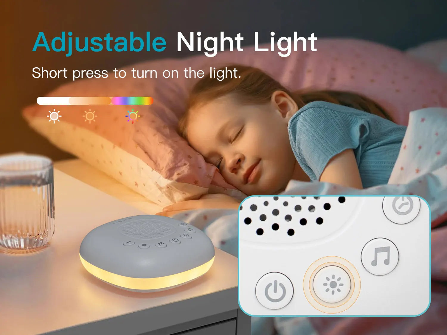 White Noise Sound Machine with 24 Soothing Sounds Sleep Aid for Babies Kids Adults  Rechargeable Night Light Newborn Gifts