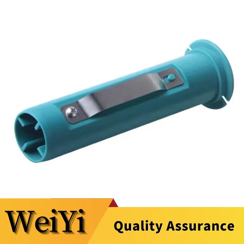 Teal plastic printer shaft axis with metal mounting bracket, spare part