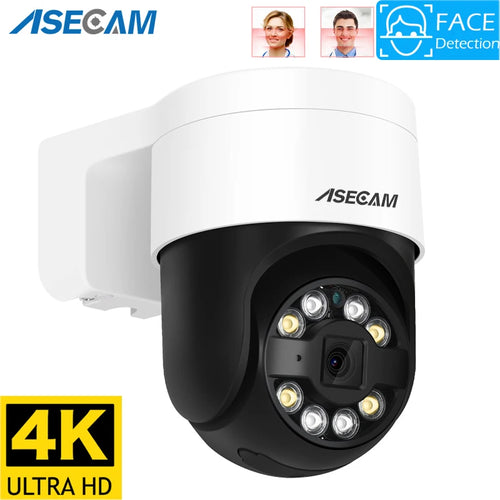 ISEECAM PTZ dome IP security camera, white housing with multi-lens front module