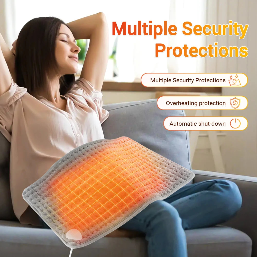 Electric Heating Pad for Back Pain Relief, 9-Heat Levels by Tidesmit Massage Cushion Tidesmit