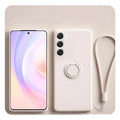 Magnetic Silicone Phone Case for Galaxy S25 with Ring Stand Beige Tidesmit