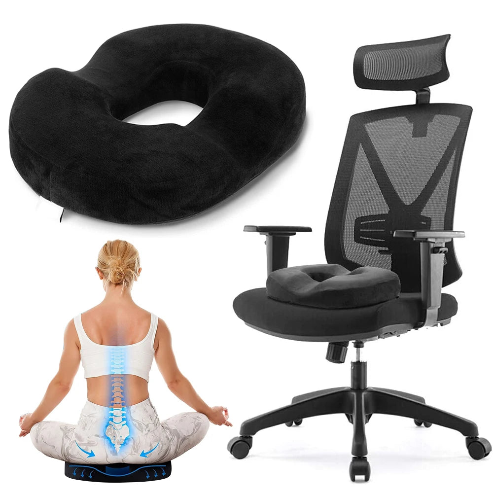 Donut Pillow Seat Cushion - Memory Foam for Tailbone Pain Relief (Garnet) Massage Cushion Tidesmit