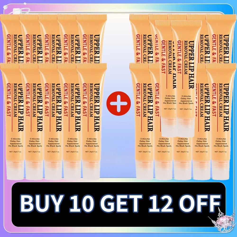 Fast Hair Removal Cream | Painless Depilatory for Face and Body Lip Care Buy 10 get 12 free Tidesmit