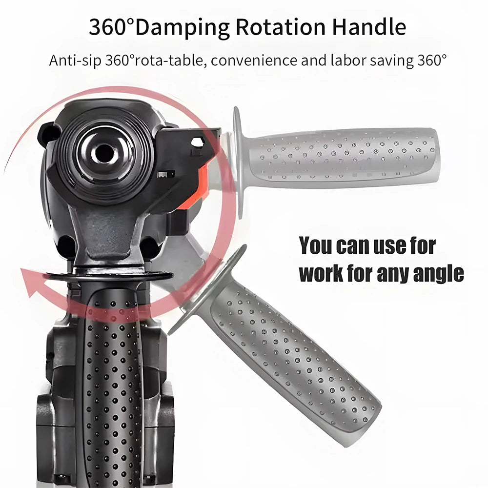 Podofo Brushless Electric Hammer Drill Cordless Impact Drill Power Tools Switch Hammer/Drill/Electric Pick 3-In-1 Multifunctional Rotary Power Tool Battery Drill Power Tools Without Battery