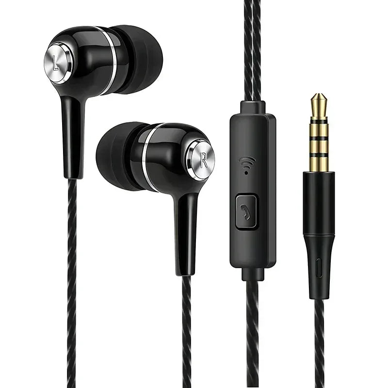 3.5mm Headphones Sports Wired Earphones HIFI Bass Wired Earbuds in-Ear Headset Game Subwoofer with Mic Handsfree Call For Phones Black China Mainland Tidesmit