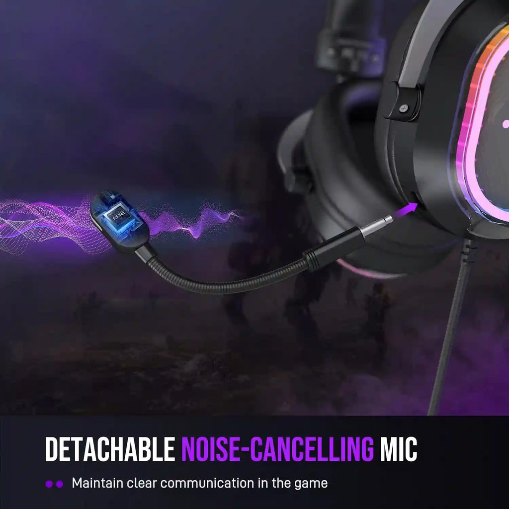 RGB Gaming Headset with 7.1 Surround Sound and Detachable Microphone (H13) Tidesmit