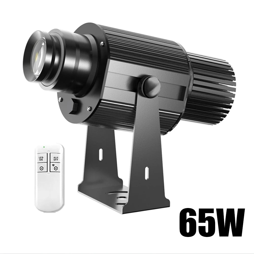 65W black LED spotlight projector with mounting bracket and remote control