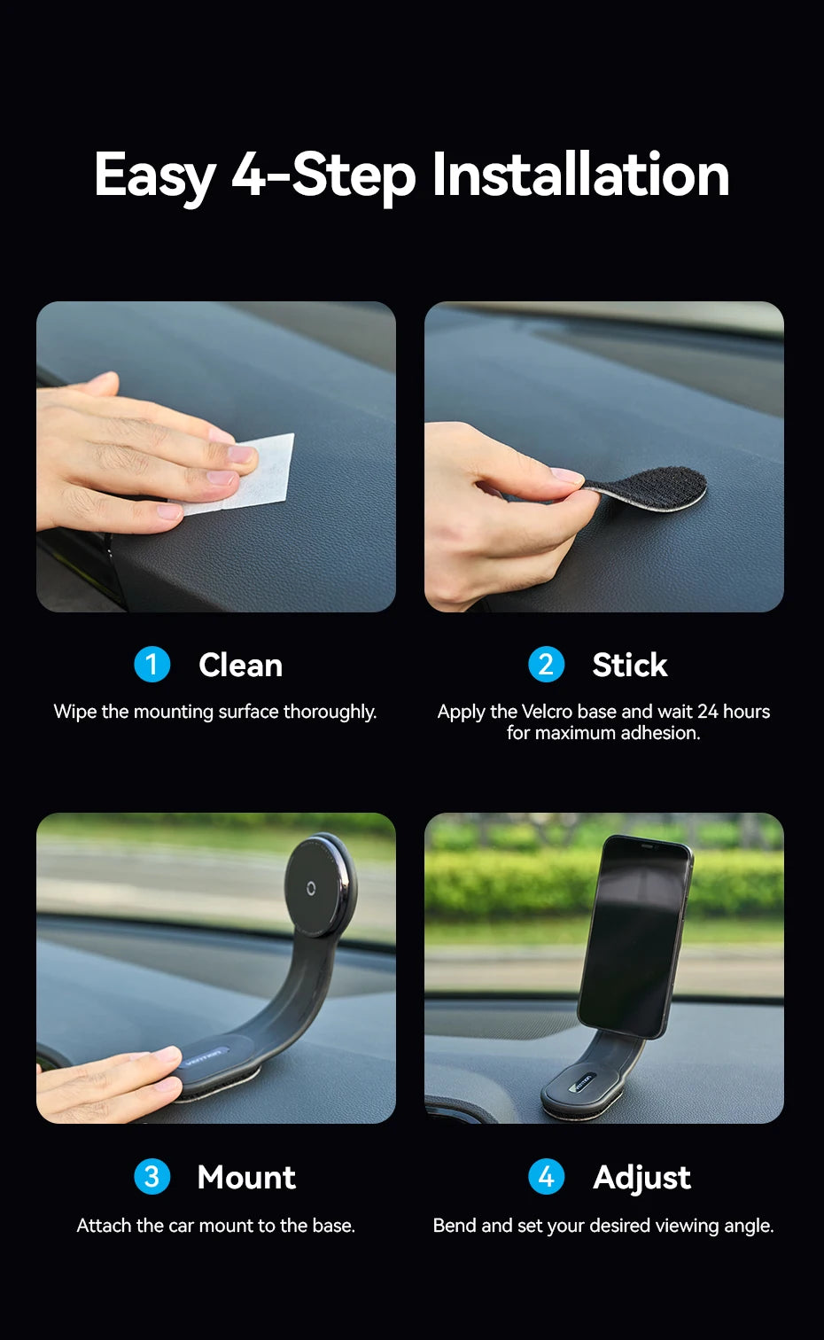 Magnetic Wireless Car Phone Charger - 15W Qi Certified Mount Tidesmit