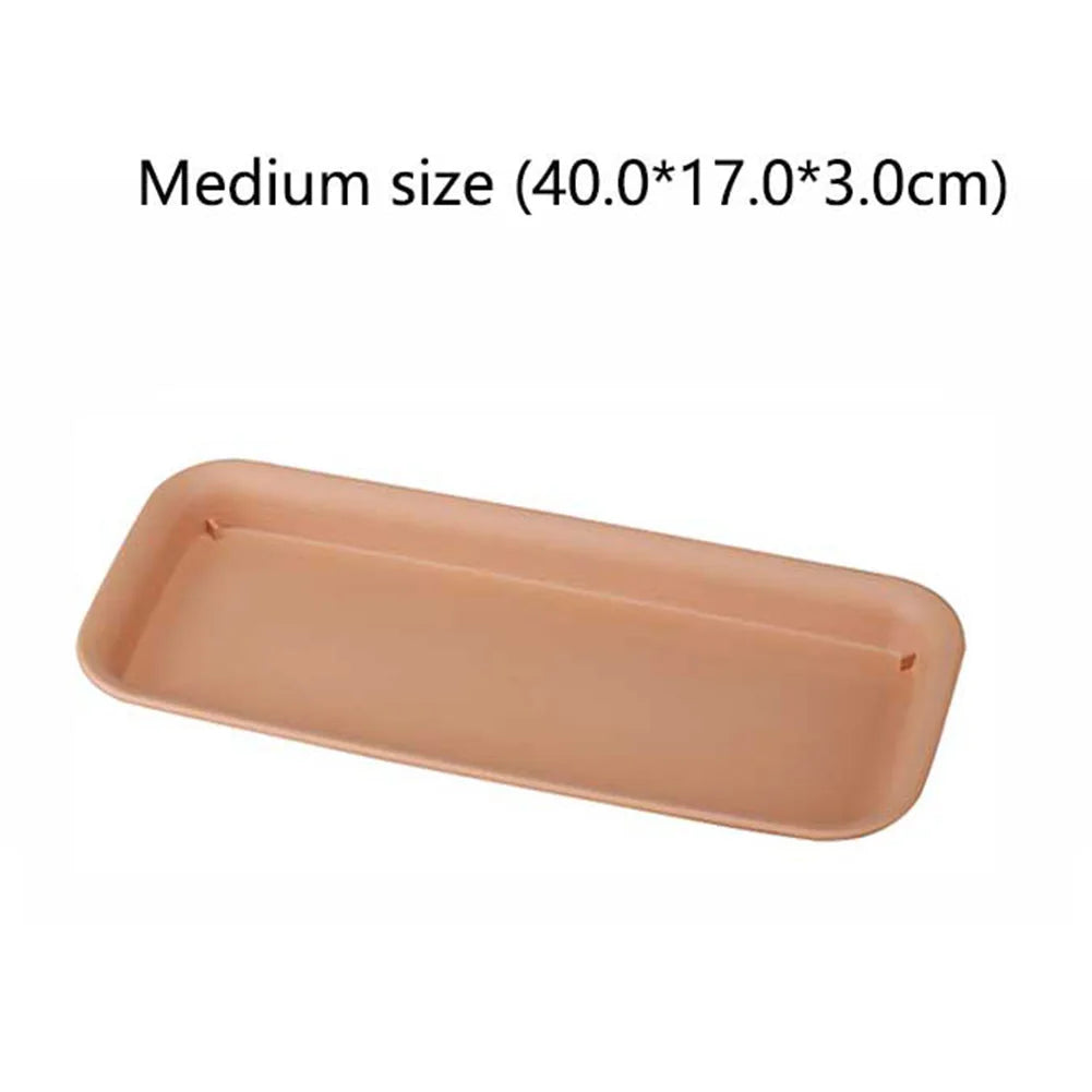 Rectangular plastic plant tray, terracotta-brown, shallow basin for plants