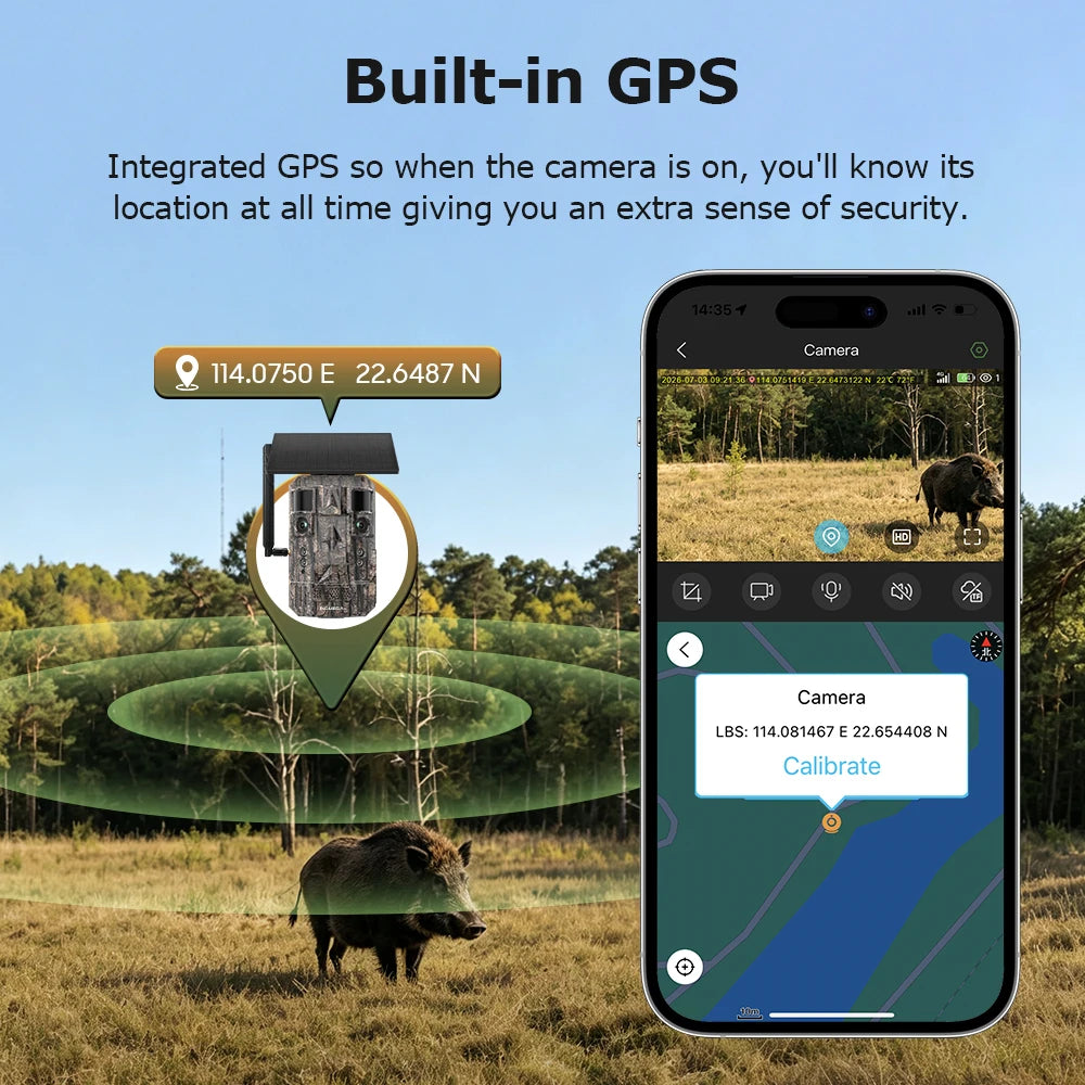 INQMEGA 24MP Dual Lens Solar 4G GPS Hunting Trail Camera AI PIR 180° Wide Angle Night Vision IP66 Outdoor Wildlife Camouflage