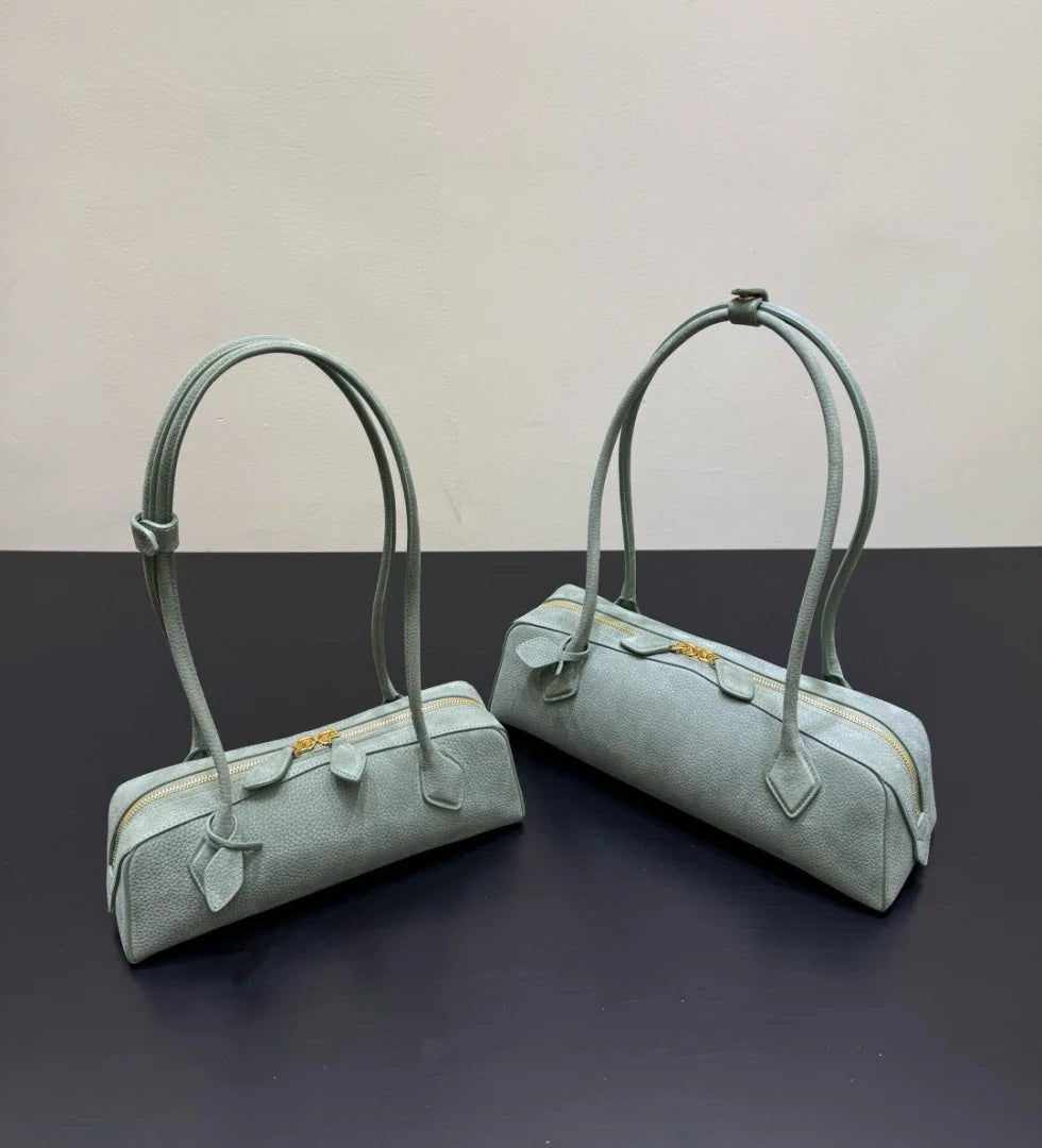 2026 high-quality genuine leather sausage bag, high-end customized high silk gloss leather handbag, women's shoulder bag