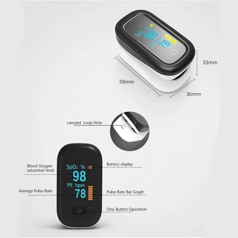 JianYouCare portable finger Pulse Oximeter Saturometer led Spo2 PR PI Oximetro De Dedo Blood Oxygen Heart Rate Saturation Meter