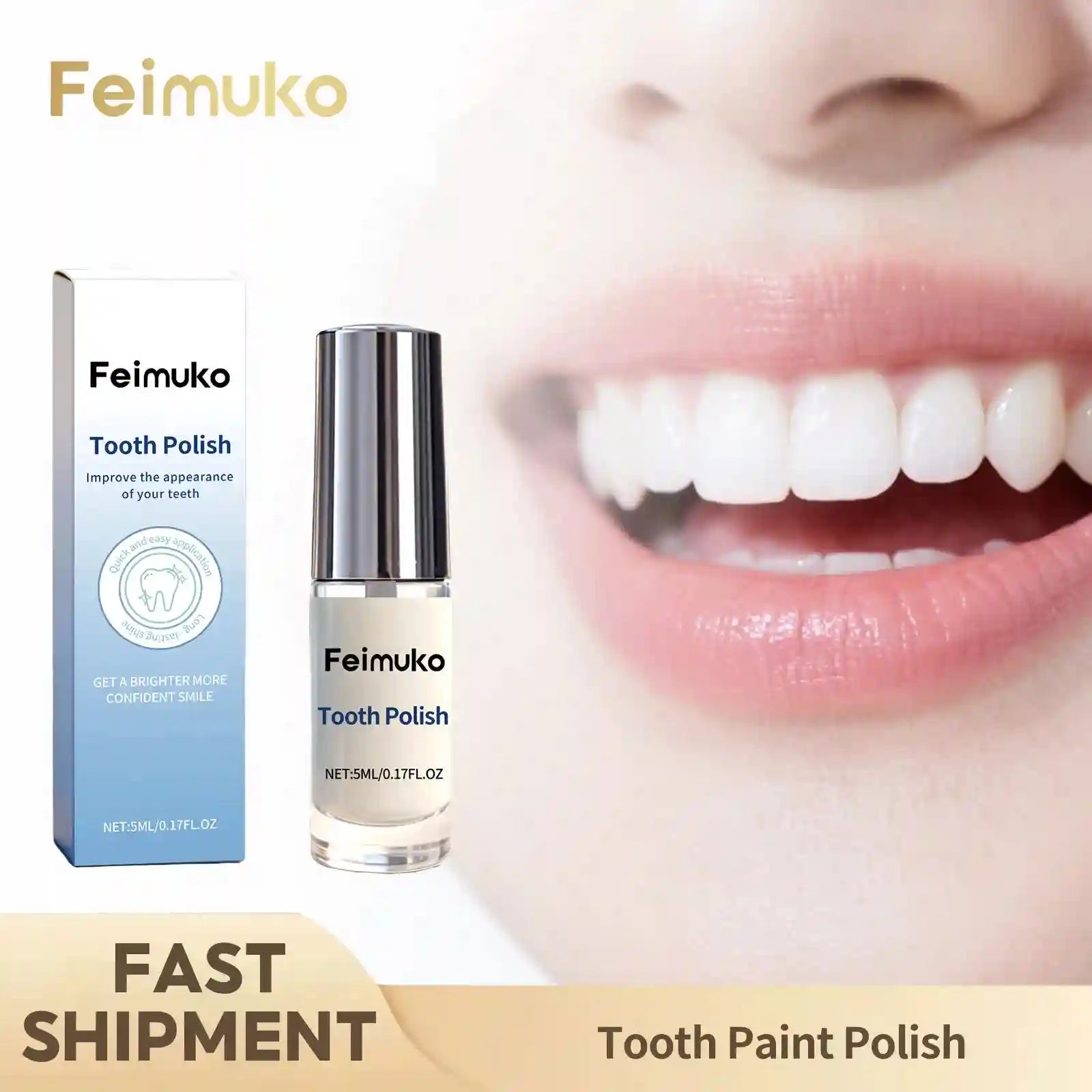 Tidesmit teeth whitening paint for stain removal and plaque cleansing to brighten yellow teeth and freshen breath.
