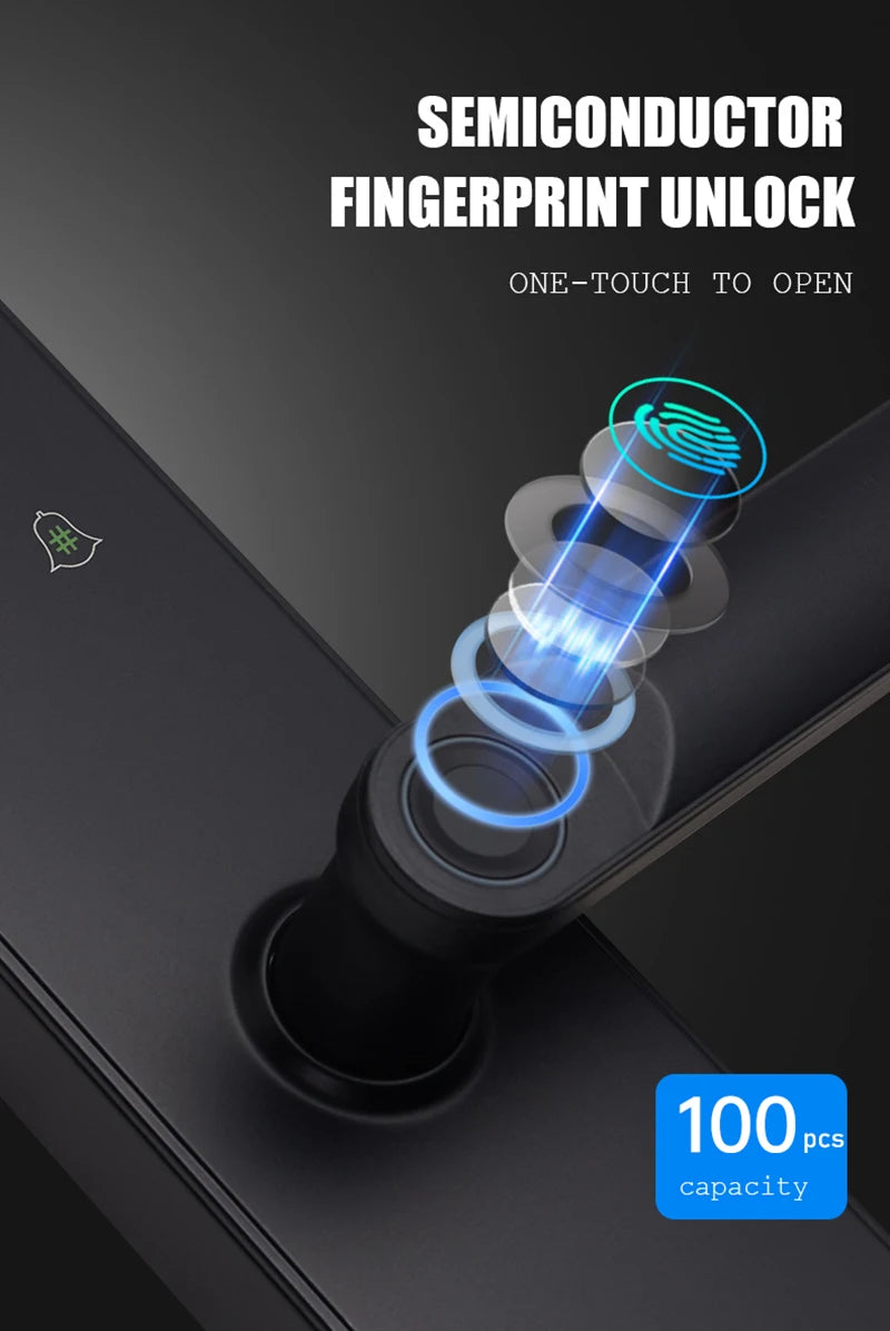 Tuya Wifi Fingerprint Smart Door Lock Digital Electronic Lock Remote Unlock Keyless Security Anti-theft Smart Home Hotel Office