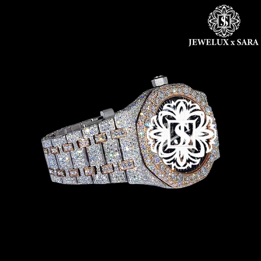Best Quality Luxurious Mens Stainless Steel Watch with Black Automatic Movement Moissanite Diamond Available for Export Price